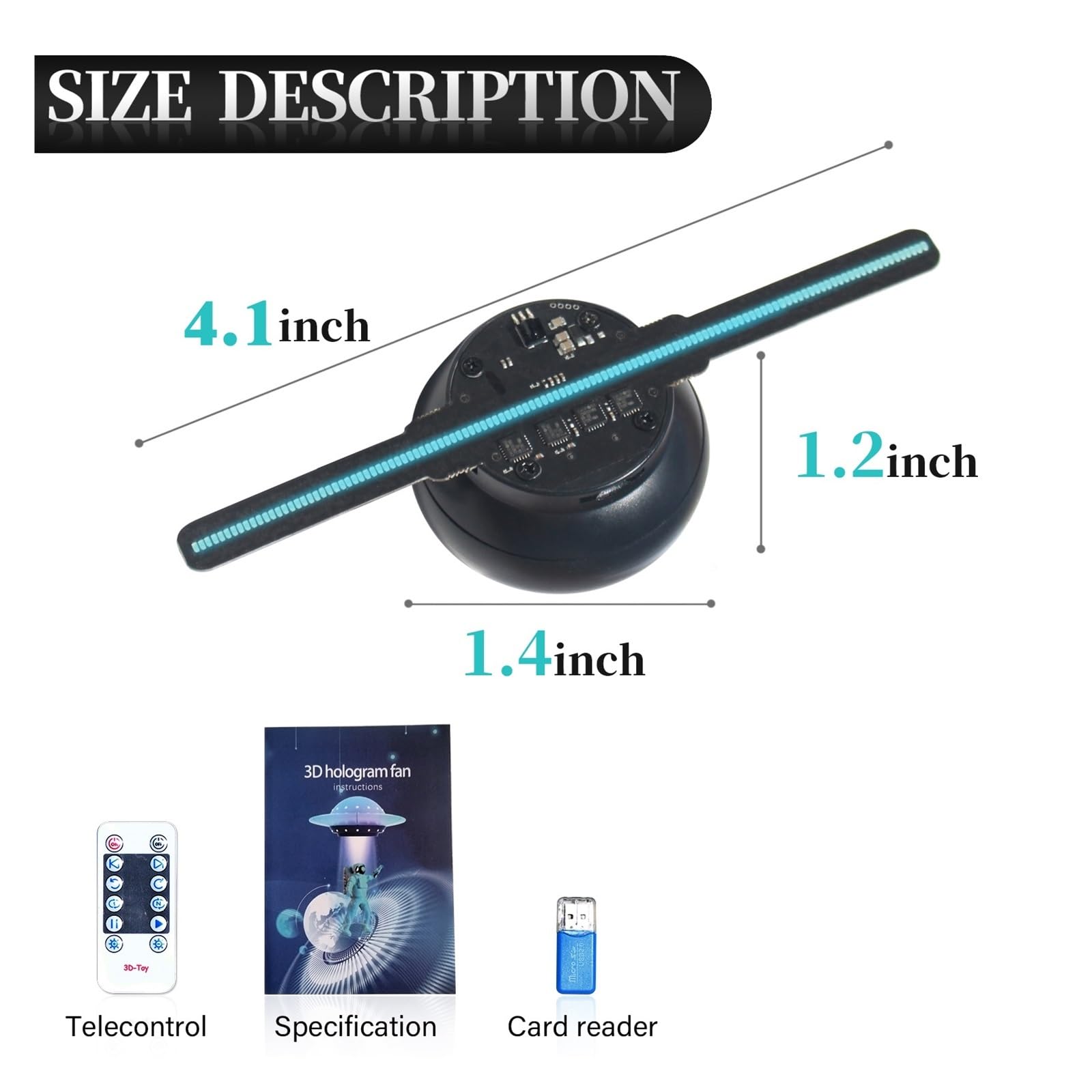 Amazon.co.jp: 4-1インチ/10cm 3Dホログラムファン、96 0603 LEDビーズ